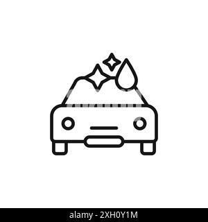 carwash icon logo sign vector outline in black and white color Stock Vector