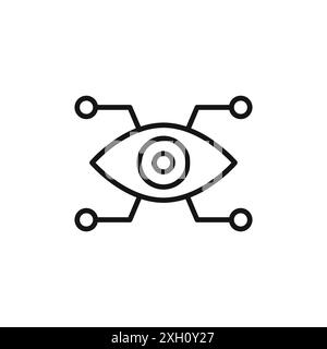 Bionic eye icon logo sign vector outline in black and white color Stock Vector