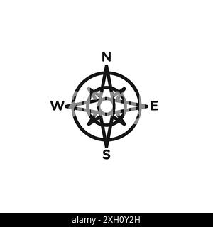 Compass icon black and white navigation equipment vector illustration ...