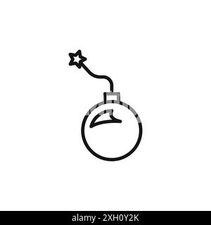 bomb icon logo sign vector outline in black and white color Stock Vector