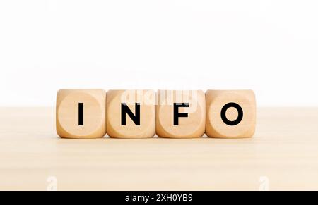 INFO text on wooden blocks on table. Copy space Stock Photo