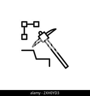 Data Mining icon logo sign vector outline in black and white color Stock Vector