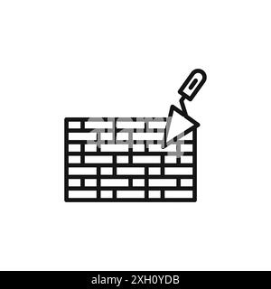 Brickwork icon logo sign vector outline in black and white color Stock Vector