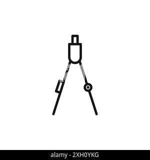 Drafting compass icon logo sign vector outline in black and white color ...