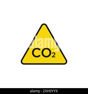 CO2 Triangle Warning icon logo sign vector outline in black and white color Stock Vector