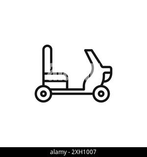 Electric wheelchair scooter icon logo sign vector outline in black and white color Stock Vector