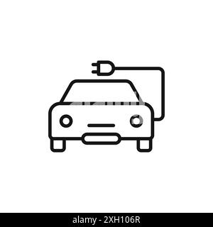 Electric Car Charging icon logo sign vector outline in black and white color Stock Vector