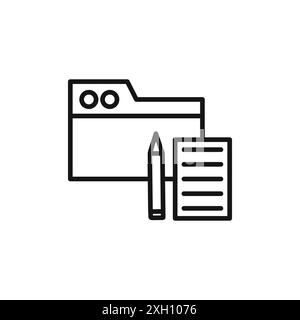 Copywriting icon logo sign vector outline in black and white color Stock Vector
