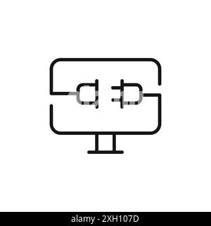 Electric Computer icon logo sign vector outline in black and white color Stock Vector