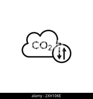 co2 gas carbon dioxide icon logo sign vector outline in black and white color Stock Vector