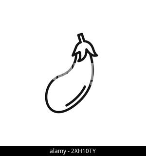 eggplant icon (2) logo sign vector outline in black and white color Stock Vector