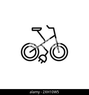 electric bike icon logo sign vector outline in black and white color Stock Vector