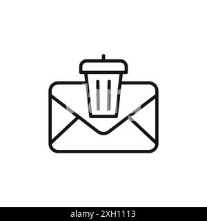 Delete message icon logo sign vector outline in black and white color Stock Vector