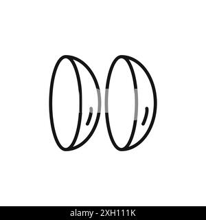 Eye Contact lens icon logo sign vector outline in black and white color Stock Vector