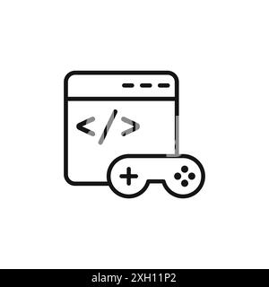 Game developing icon logo sign vector outline in black and white color Stock Vector
