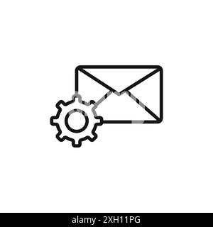Email settings icon logo sign vector outline in black and white color Stock Vector