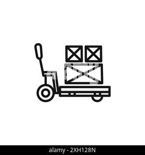 Hand pallet jack icon logo sign vector outline in black and white color Stock Vector