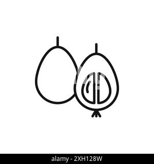 half cut loquat icon logo sign vector outline in black and white color Stock Vector