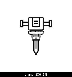 jack hammer icon logo sign vector outline in black and white color Stock Vector