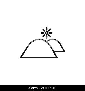 hills icon logo sign vector outline in black and white color Stock Vector