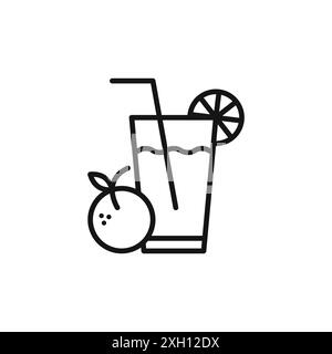 Fruit juice icon logo sign vector outline in black and white color Stock Vector