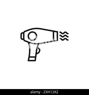Hairdryer icon logo sign vector outline in black and white color Stock Vector