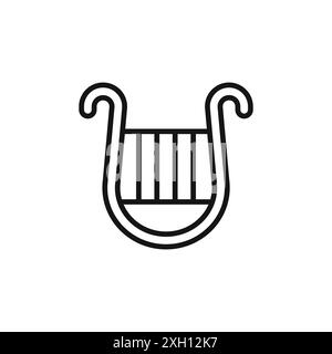 Lyre icon logo sign vector outline in black and white color Stock Vector