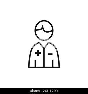 Hospital receptionist icon logo sign vector outline in black and white color Stock Vector