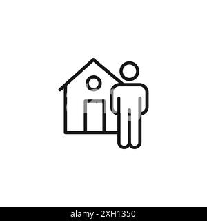 Home realtor icon logo sign vector outline in black and white color Stock Vector