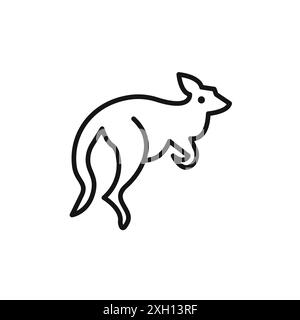 kangaroo icon logo sign vector outline in black and white color Stock Vector