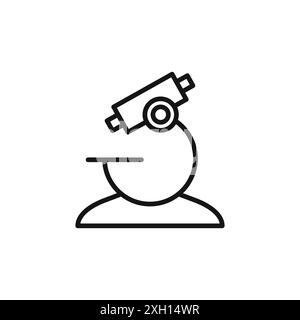 microscope icon logo sign vector outline in black and white color Stock Vector