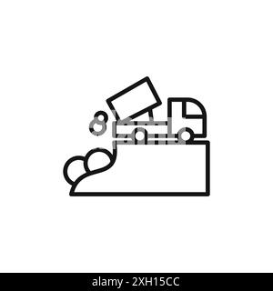 Landfill Site icon logo sign vector outline in black and white color Stock Vector