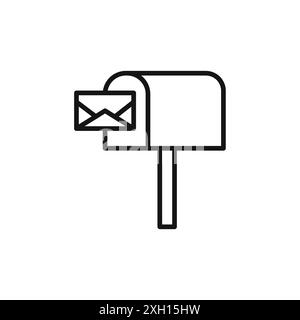 Mail or letter box icon logo sign vector outline in black and white color Stock Vector