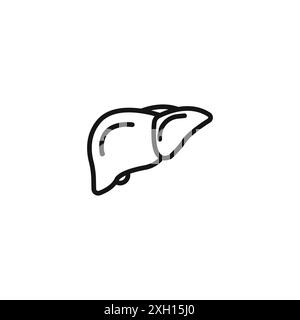 liver organ icon logo sign vector outline in black and white color ...