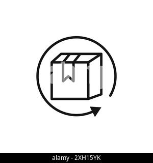 Parcel return service color icon. Repackaging. Cardboard box with ...