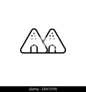 Onigiri icon logo sign vector outline in black and white color Stock Vector