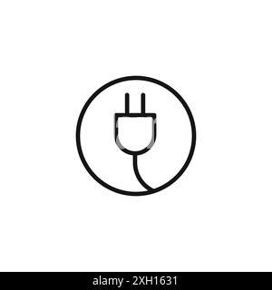 plug icon logo sign vector outline in black and white color Stock Vector