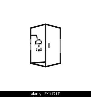 Shower cabin bathroom icon logo sign vector outline in black and white color Stock Vector
