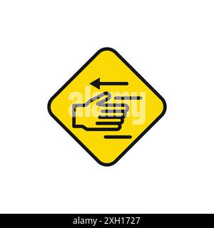 pinched warn sign icon logo sign vector outline in black and white ...