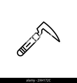 Scythe icon logo sign vector outline in black and white color Stock Vector