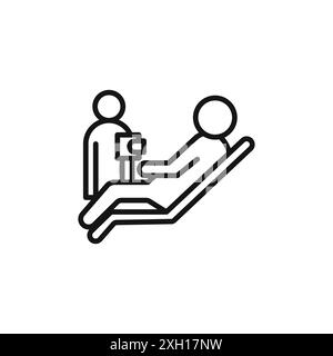 psychologist and patient icon logo sign vector outline in black and white color Stock Vector