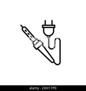 Soldering iron icon logo sign vector outline in black and white color Stock Vector