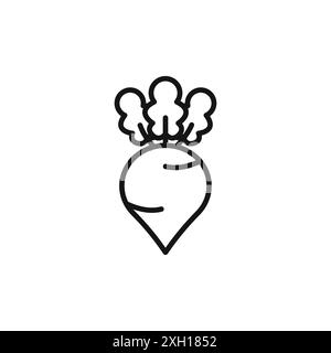 radish icon logo sign vector outline in black and white color Stock Vector