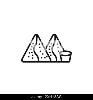 samosa icon logo sign vector outline in black and white color Stock Vector