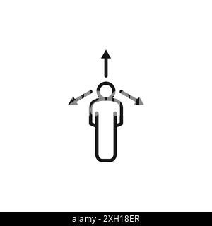 People direction icon logo sign vector outline in black and white color Stock Vector