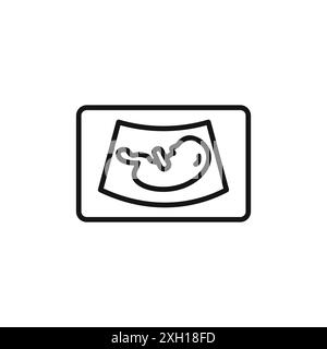 Ultrasonography icon logo sign vector outline in black and white color Stock Vector