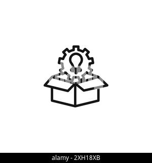 Think out of box idea icon logo sign vector outline in black and white color Stock Vector