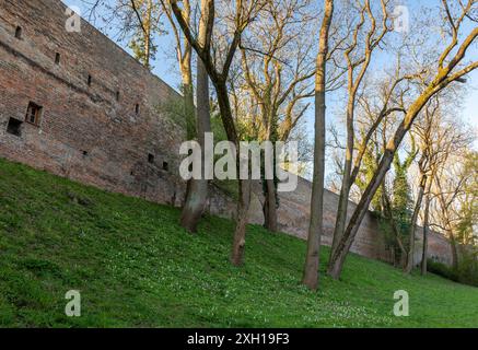 Lueginsland, part of the medieval city wall in Augsburg Stock Photo