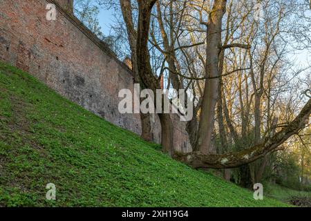 Lueginsland, part of the medieval city wall in Augsburg Stock Photo