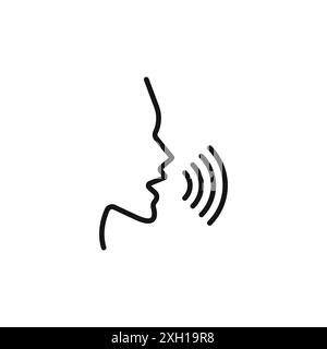 Voice recognition icon logo sign vector outline in black and white color Stock Vector